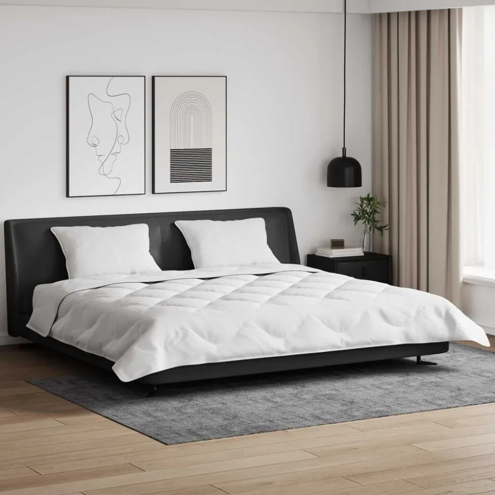 vidaXL Dekbed met Kussens 3 pcs Wit Microfiber en Dons Feather