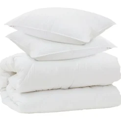 vidaXL Dekbed met Kussens met kussen 3 pcs Wit Microvezel