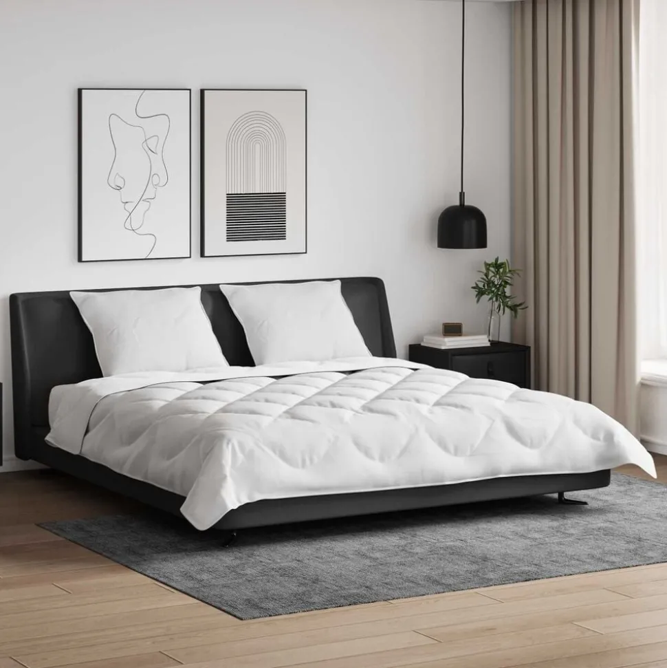 vidaXL Dekbed met Kussens met kussen 3 pcs Wit Microvezel