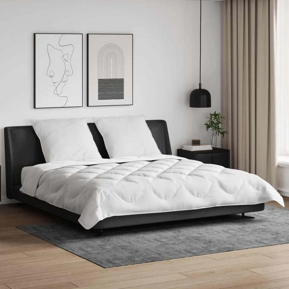 vidaXL Dekbed met Kussens met kussen 3 pcs Wit Microvezel