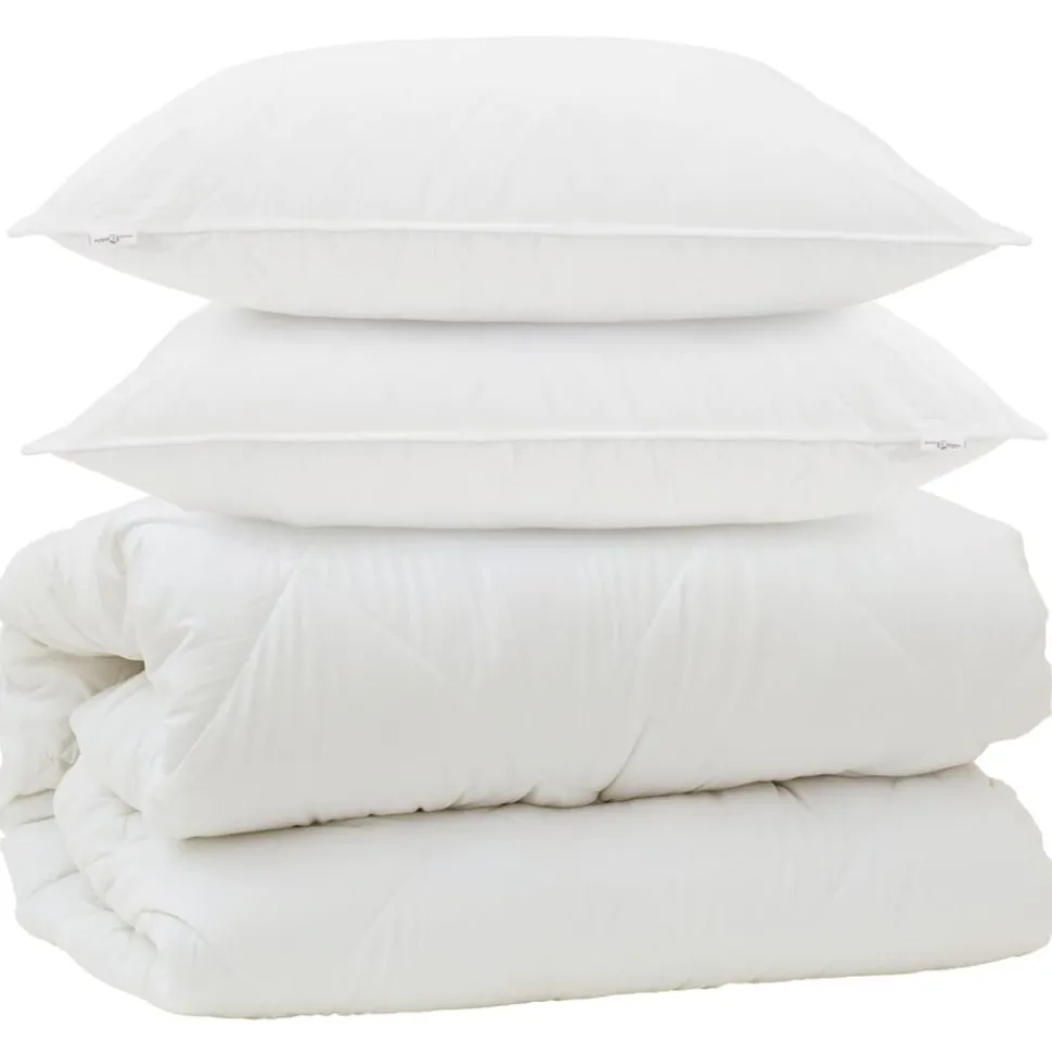 vidaXL Dekbed met Kussens met kussen 3 pcs Wit Microvezel