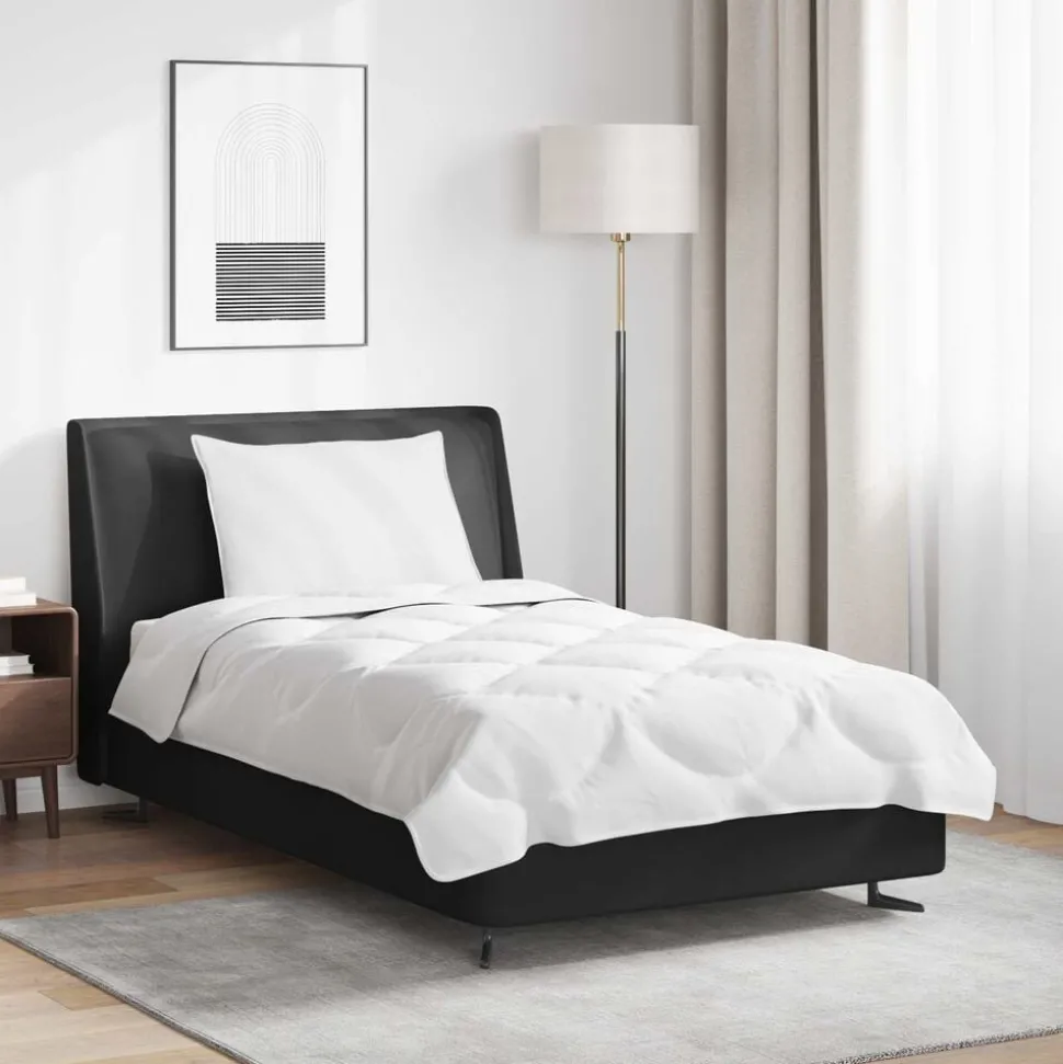 vidaXL Dekbed Set met kussen 2 pcs Wit Microfibre