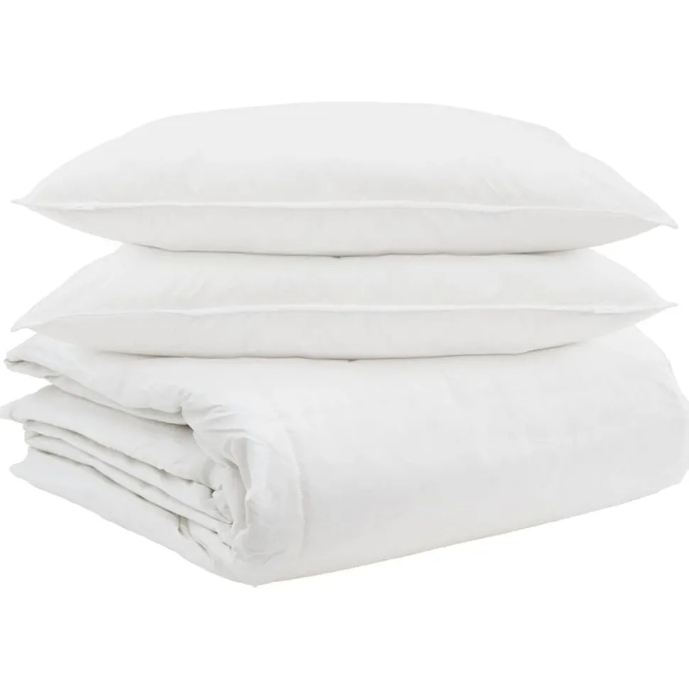 vidaXL Dekbed Set met kussen 3 pcs Wit Donsveertjes