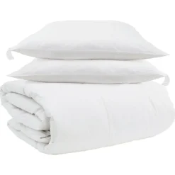 vidaXL Dekbed Set met kussen 3 pcs Wit Donsveertjes