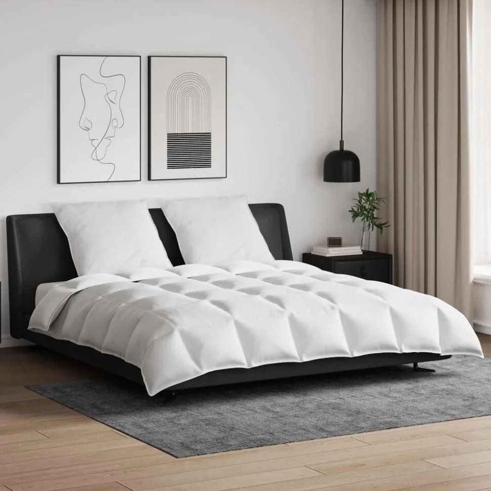 vidaXL Dekbed Set met kussen 3 pcs Wit Donsveertjes