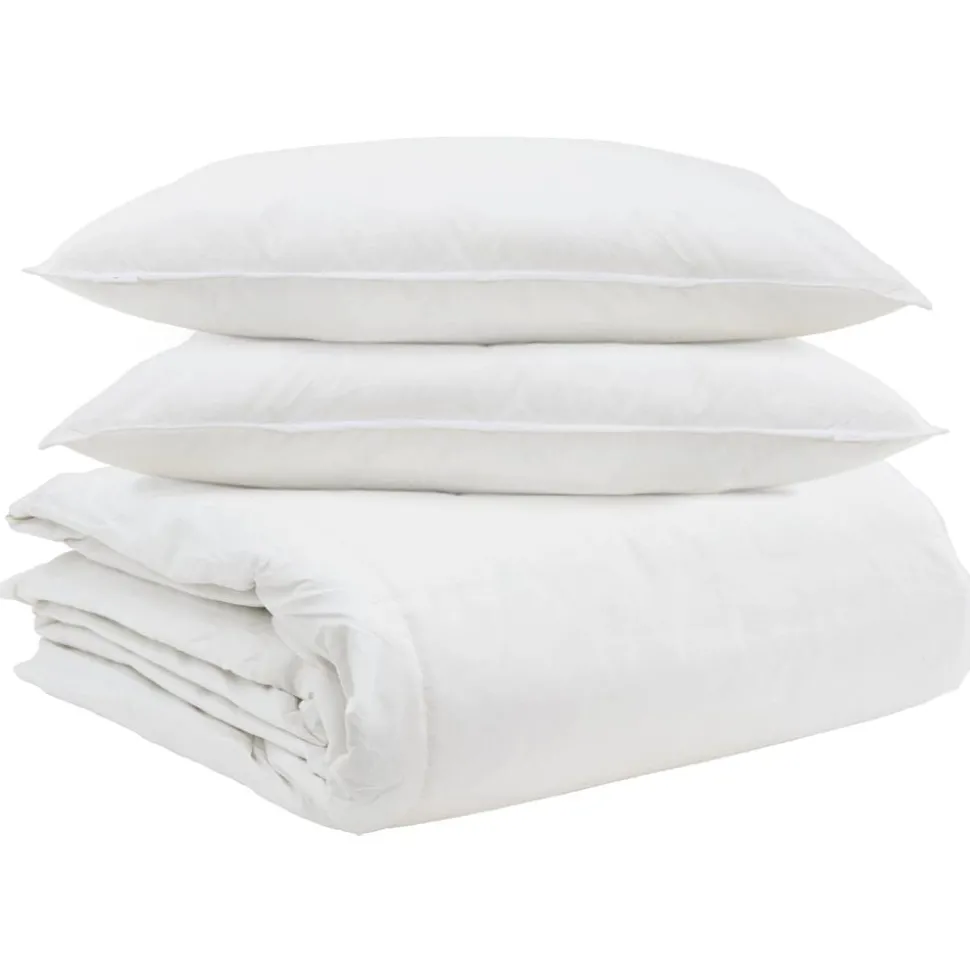 vidaXL Dekbed Set met kussen 3 pcs Wit Donsveertjes