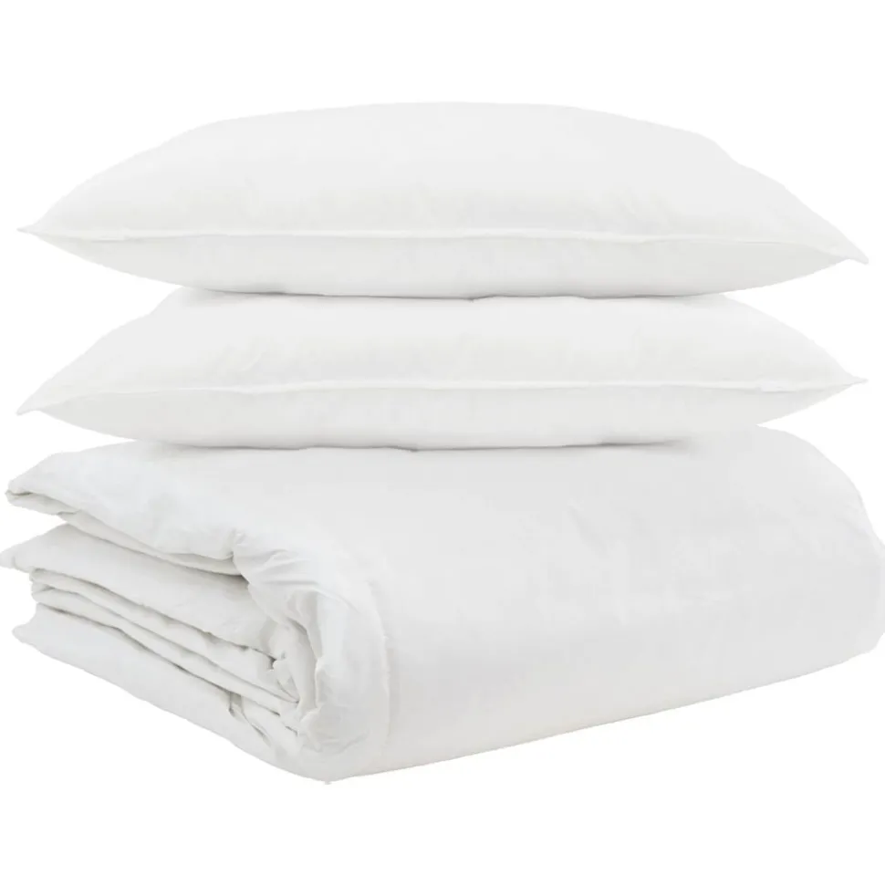vidaXL Dekbed Set met kussen 3 pcs Wit Donsveertjes