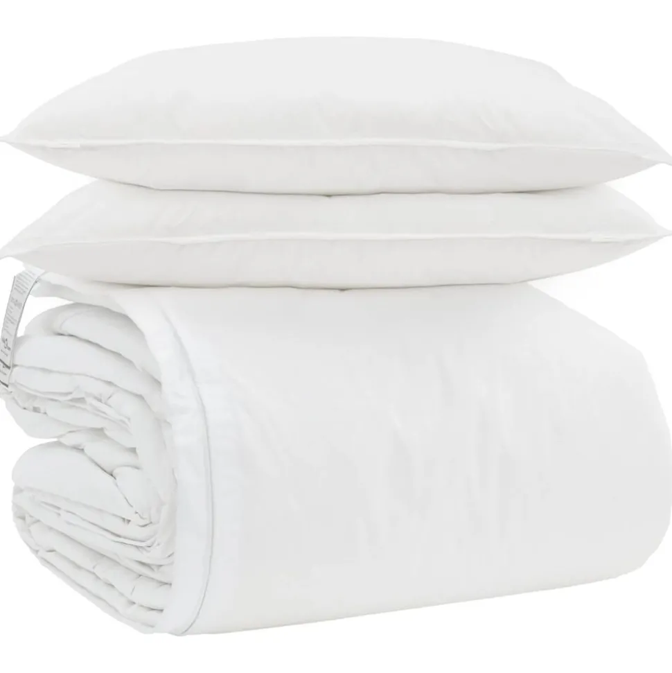 vidaXL Dekbed Set met kussen 3 pcs Wit Donsveertjes