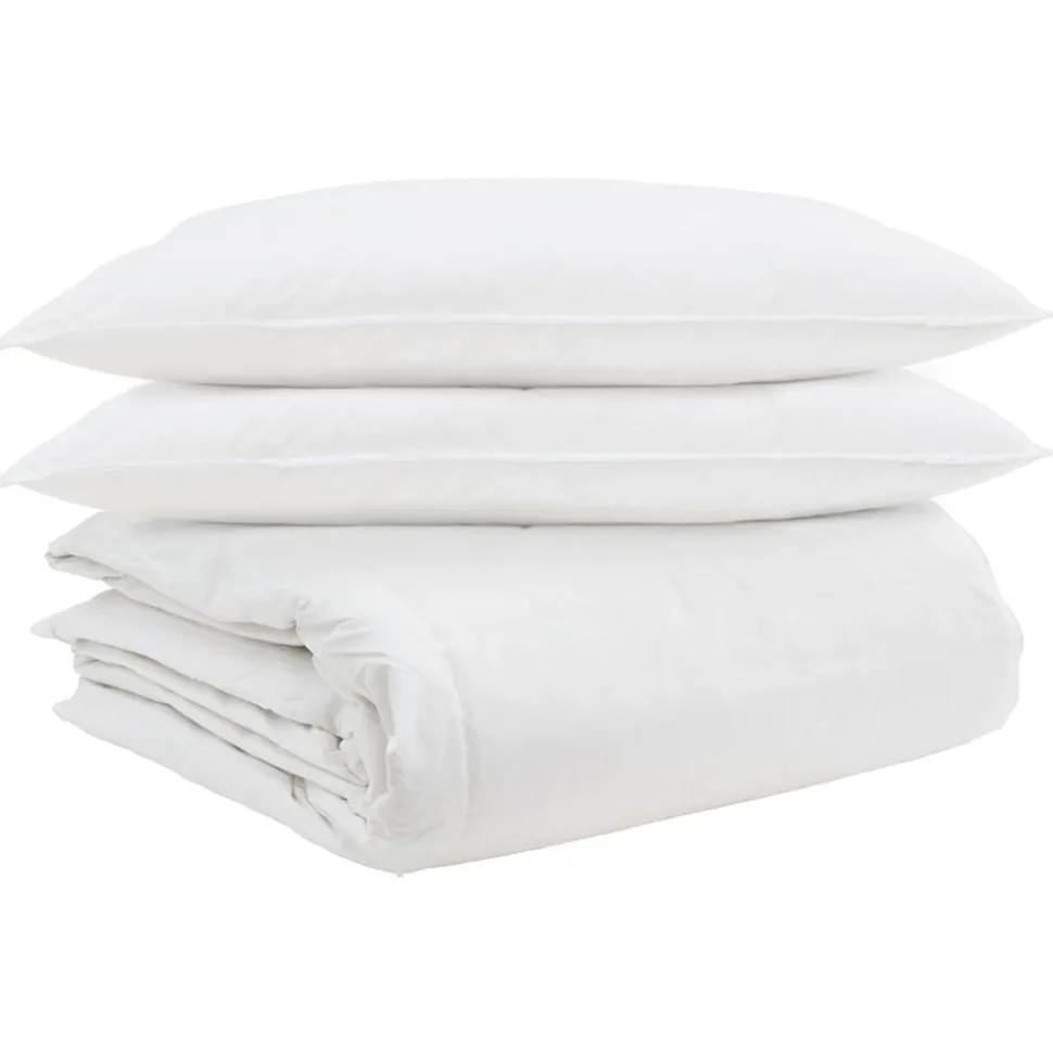 vidaXL Dekbed Set met kussen 3 pcs Wit Donsveertjes