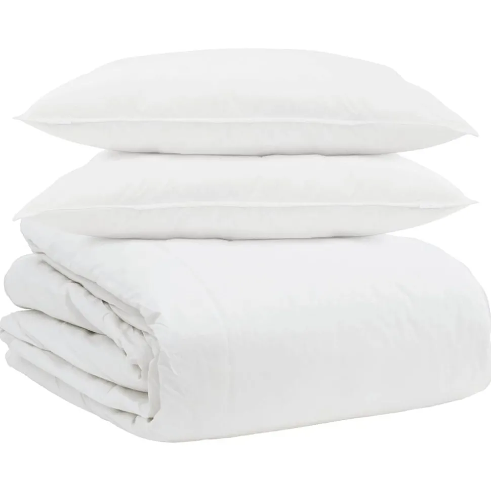 vidaXL Dekbed Set met kussen 3 pcs Wit Donsveertjes
