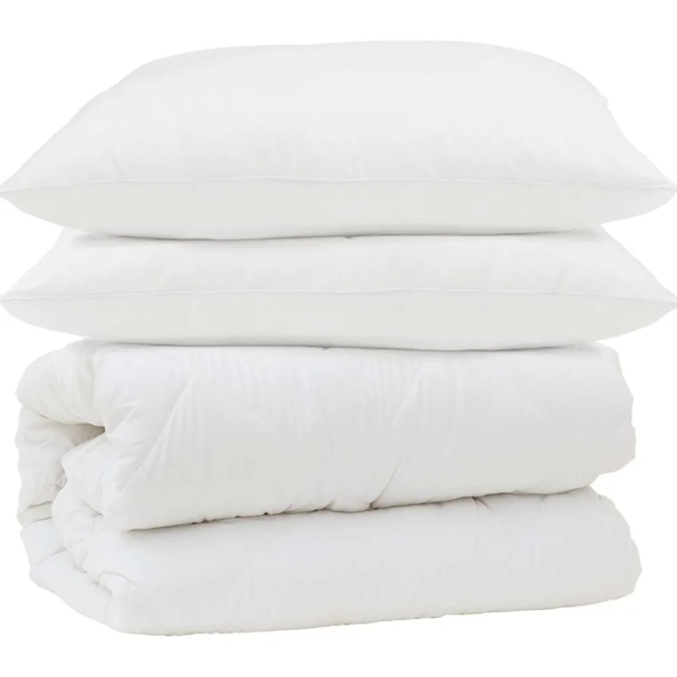 vidaXL Dekbed Set met kussen 3 pcs Wit Microfiber en Dons Feather