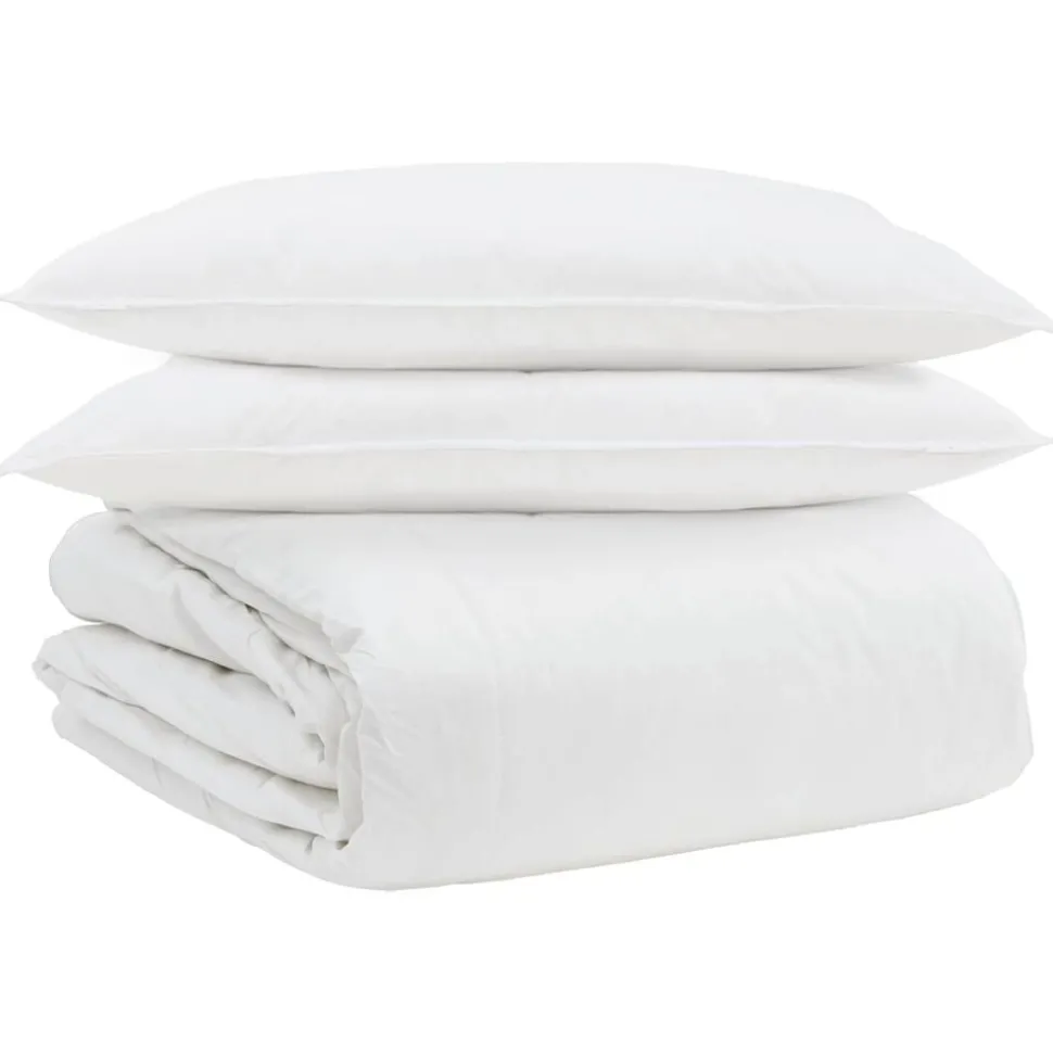 vidaXL Dekbed Set met kussen 3 pcs Wit Donsveertjes