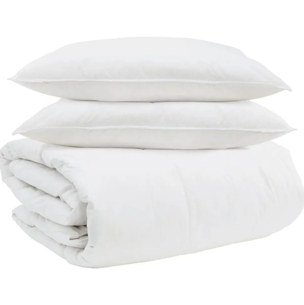 vidaXL Dekbed Set met kussen 3 pcs Wit Donsveertjes