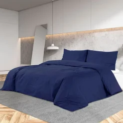 vidaXL Dekbedovertrekset 140x200 cm microvezel marineblauw