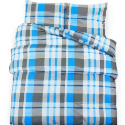 vidaXL Dekbedovertrekset 200x200 cm katoen blauw en grijs