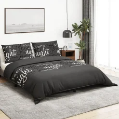 vidaXL Dekbedovertrekset 140x200 cm katoen zwart