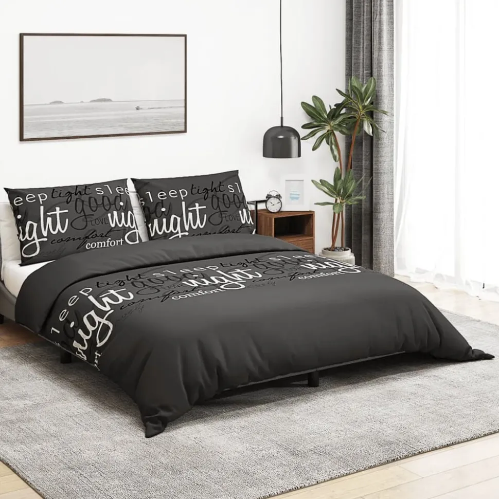 vidaXL Dekbedovertrekset 140x200 cm katoen zwart