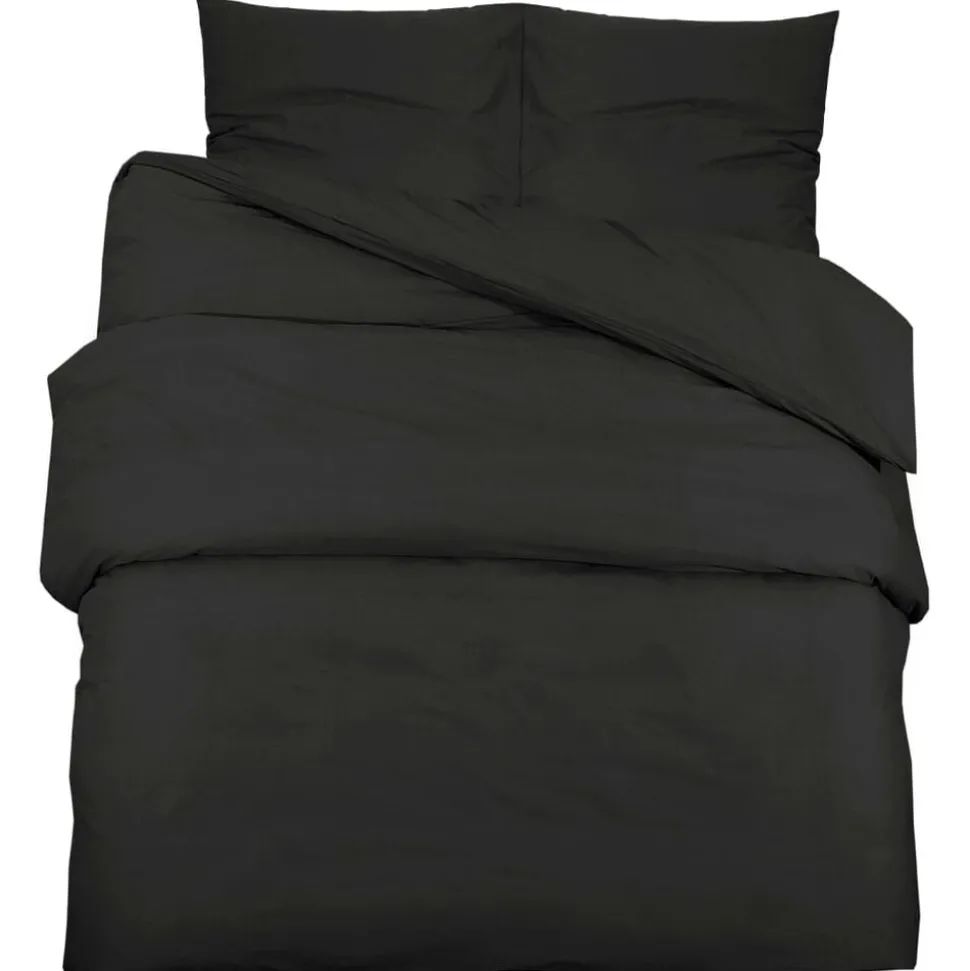 vidaXL Dekbedovertrekset 140x200 cm katoen zwart