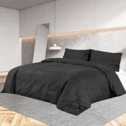 vidaXL Dekbedovertrekset 140x200 cm katoen zwart