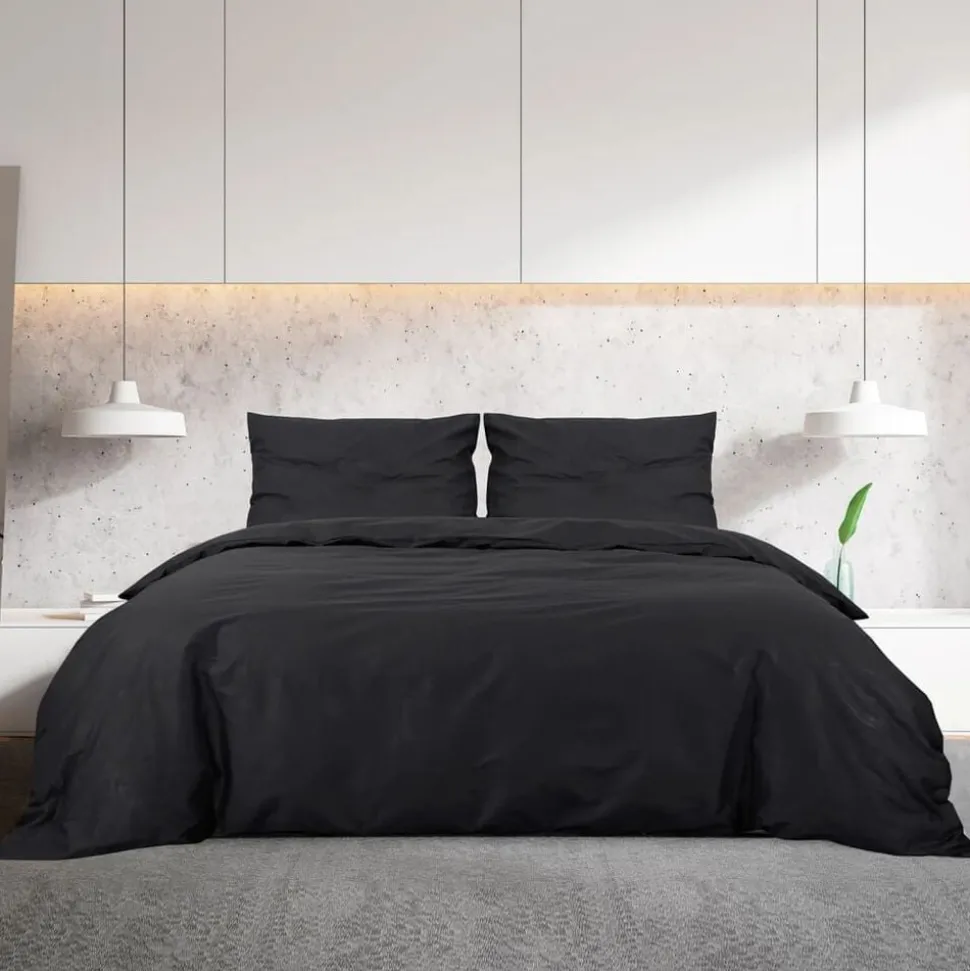 vidaXL Dekbedovertrekset 140x200 cm katoen zwart