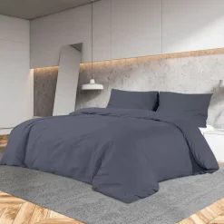 vidaXL Dekbedovertrekset 140x200 cm katoen antracietkleurig