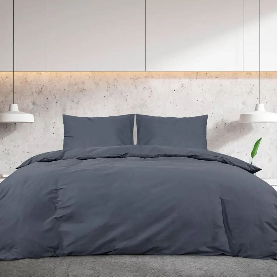 vidaXL Dekbedovertrekset 140x200 cm katoen antracietkleurig