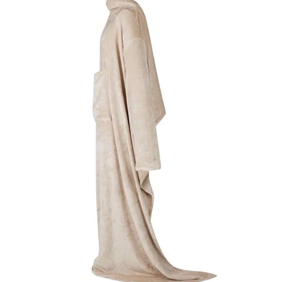 vidaXL Deken hoodie Beige F Flanel