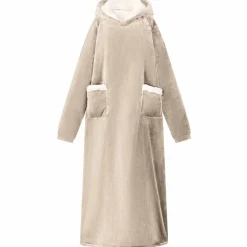 vidaXL Deken hoodie Beige M Fleece en Flanel