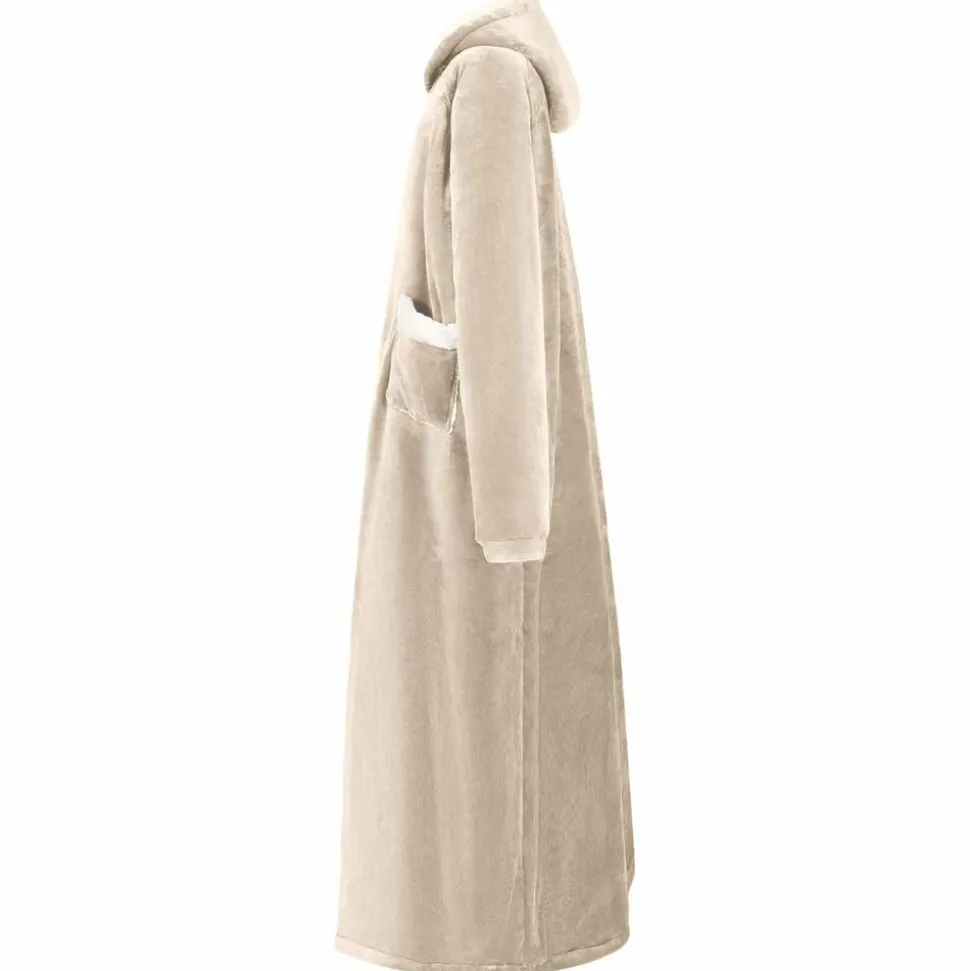 vidaXL Deken hoodie Beige M Fleece en Flanel