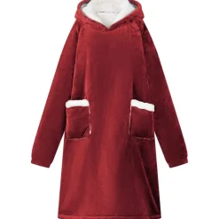 vidaXL Deken hoodie Bordeaux Rood M Fleece en Flanel