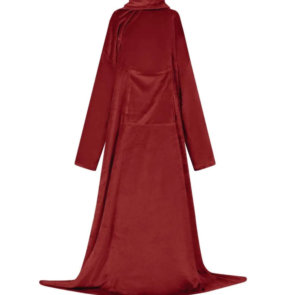 vidaXL Deken hoodie Bordeaux Rood F Flanel