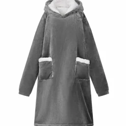 vidaXL Deken hoodie Donkergrijs M Fleece en Flanel