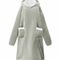 vidaXL Deken hoodie Grijs M Fleece en Flanel