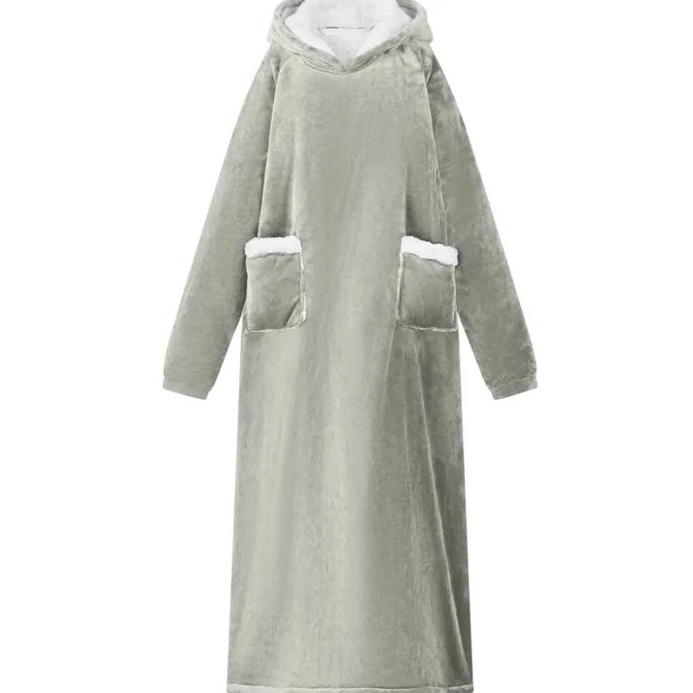 vidaXL Deken hoodie Grijs M Fleece en Flanel