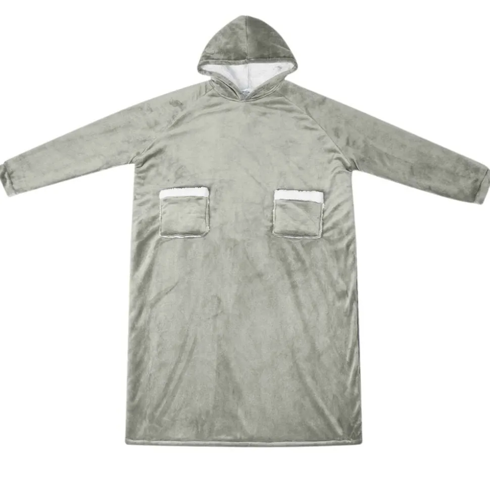 vidaXL Deken hoodie Grijs M Fleece en Flanel