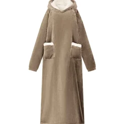 vidaXL Deken hoodie Kameel M Fleece en Flanel