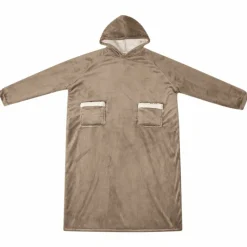 vidaXL Deken hoodie Kameel M Fleece en Flanel