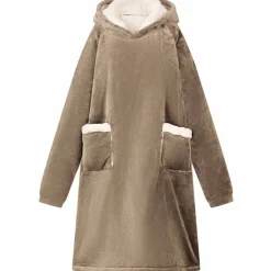 vidaXL Deken hoodie Kameel M Fleece en Flanel