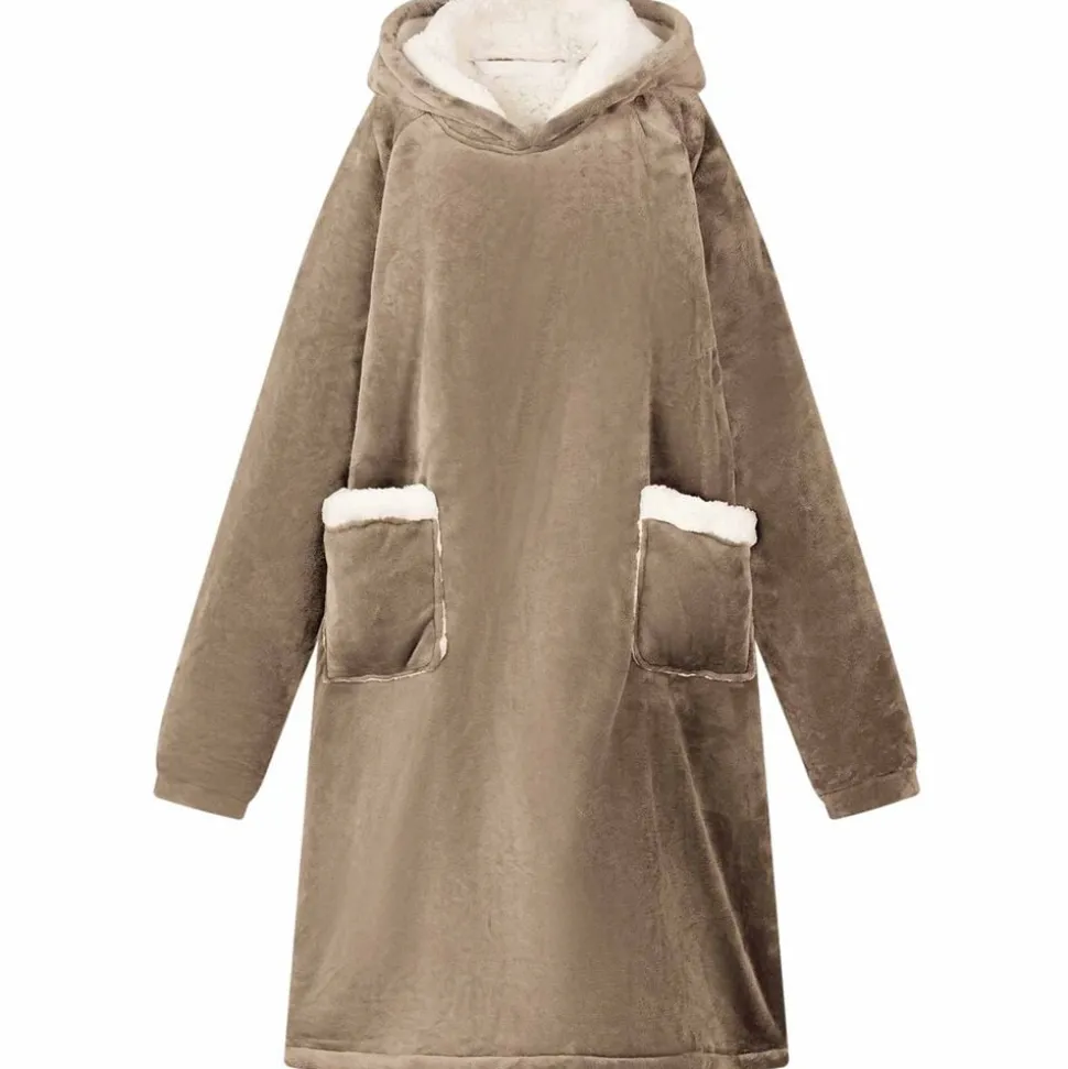 vidaXL Deken hoodie Kameel M Fleece en Flanel