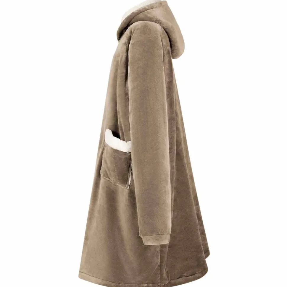 vidaXL Deken hoodie Kameel M Fleece en Flanel