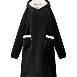 vidaXL Deken hoodie Zwart M Fleece en Flanel