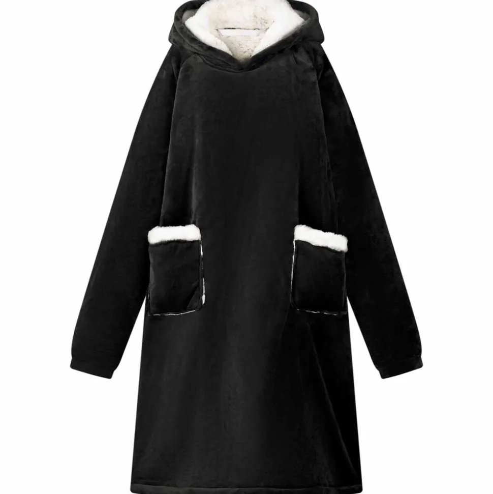 vidaXL Deken hoodie Zwart M Fleece en Flanel