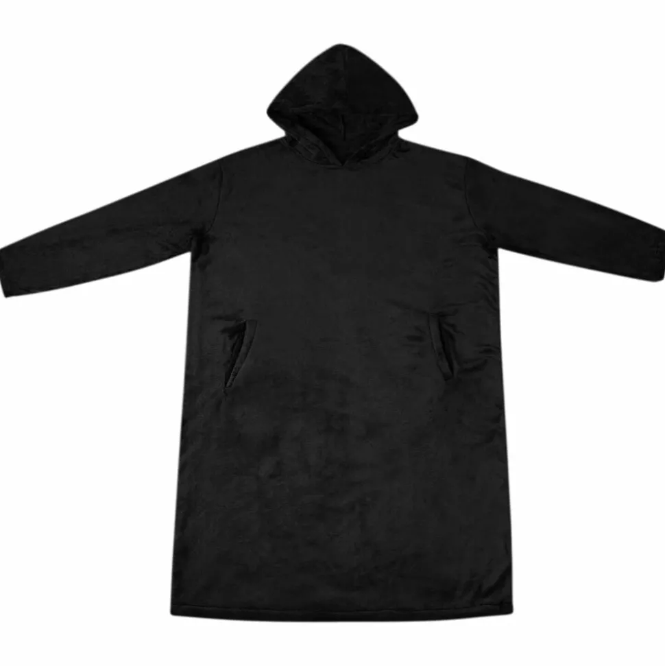 vidaXL Deken hoodie Zwart s Flanel
