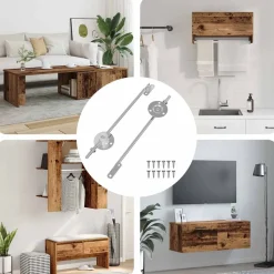 vidaXL Deksel ondersteunend scharnier 2 pcs Zilver 194 x 36 x 18 mm