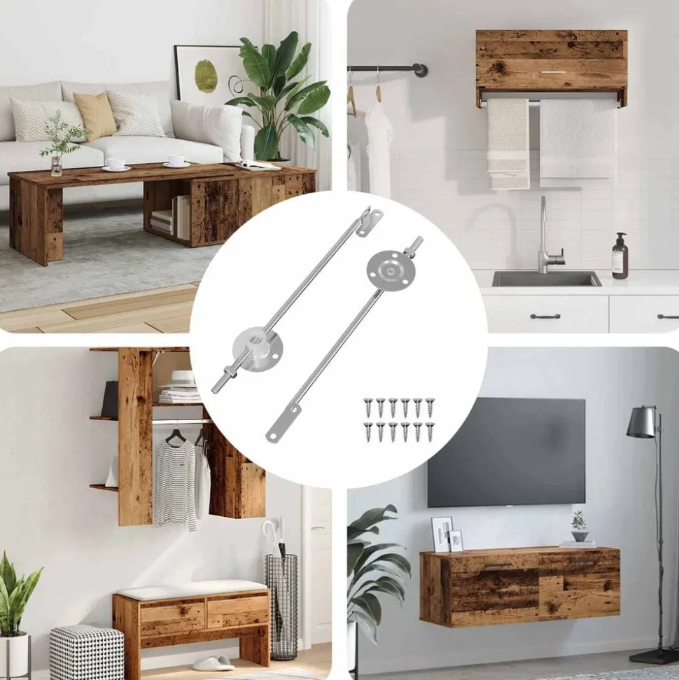 vidaXL Deksel ondersteunend scharnier 2 pcs Zilver 194 x 36 x 18 mm
