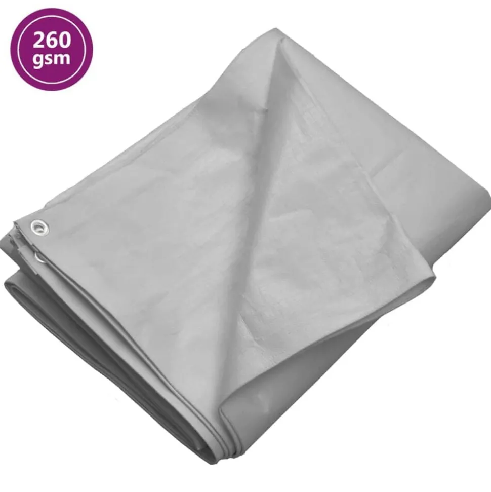 vidaXL Dekzeil 260 g/m² 2x3 m HDPE grijs