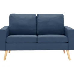 vidaXL 2-delig Bankstel stof blauw
