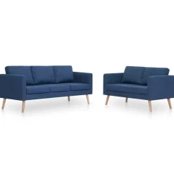 vidaXL 2-delig Bankstel stof blauw