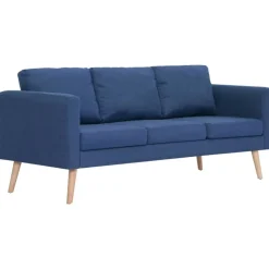 vidaXL 2-delig Bankstel stof blauw