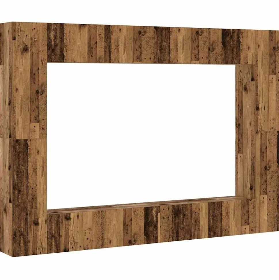 vidaXL 8-delig Tv-meubelset wandmontage bewerkt hout oud houtkleurig